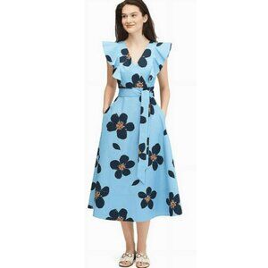 Kate Spade Grand Flora Poplin Midi Dress | BNWT Blue Heron Size 4